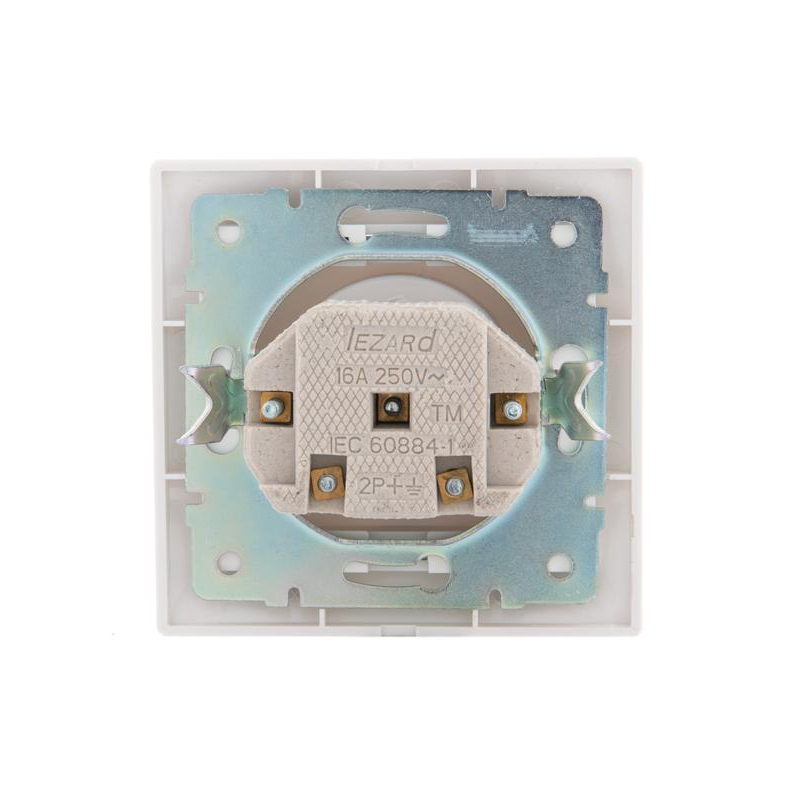 Розетка 1-м СП Мира 16А IP20 без заземл. с сер. вставкой керамика бел. LEZARD 701-0215-121