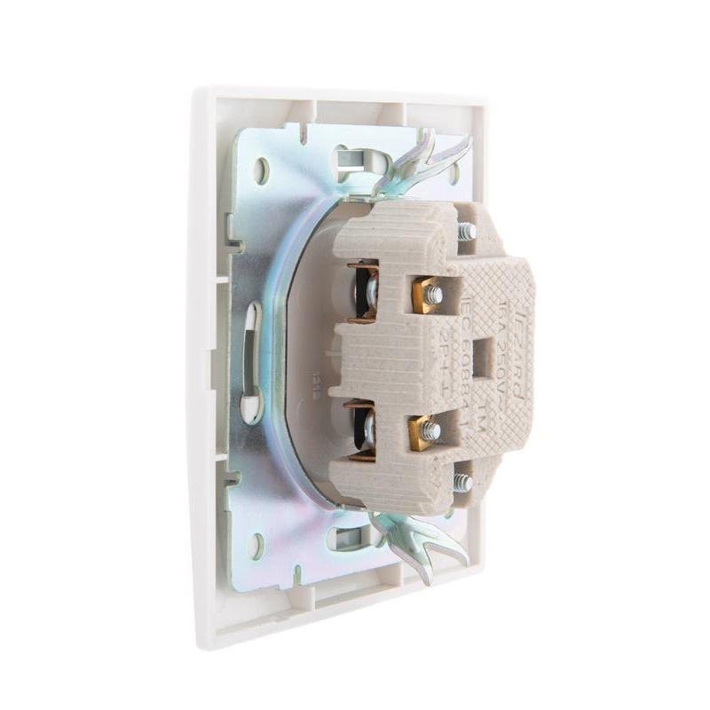 Розетка 1-м СП Мира 16А IP20 без заземл. с сер. вставкой керамика бел. LEZARD 701-0215-121