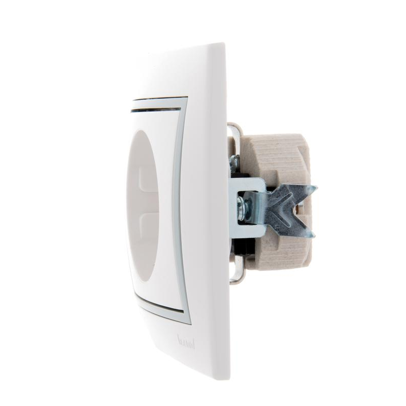 Розетка 1-м СП Мира 16А IP20 с заземл. с сер. вставкой керамика бел. LEZARD 701-0215-122