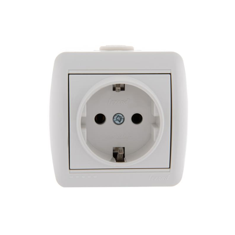 Розетка 1-м ОП Ната 16А IP20 с заземл. керамика бел. LEZARD 710-0200-122