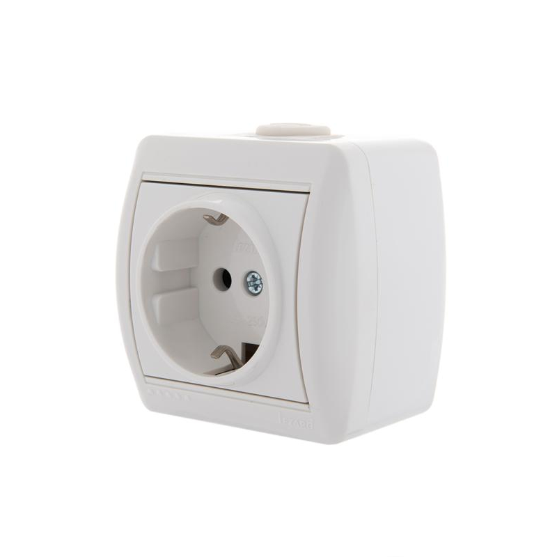 Розетка 1-м ОП Ната 16А IP20 с заземл. керамика бел. LEZARD 710-0200-122