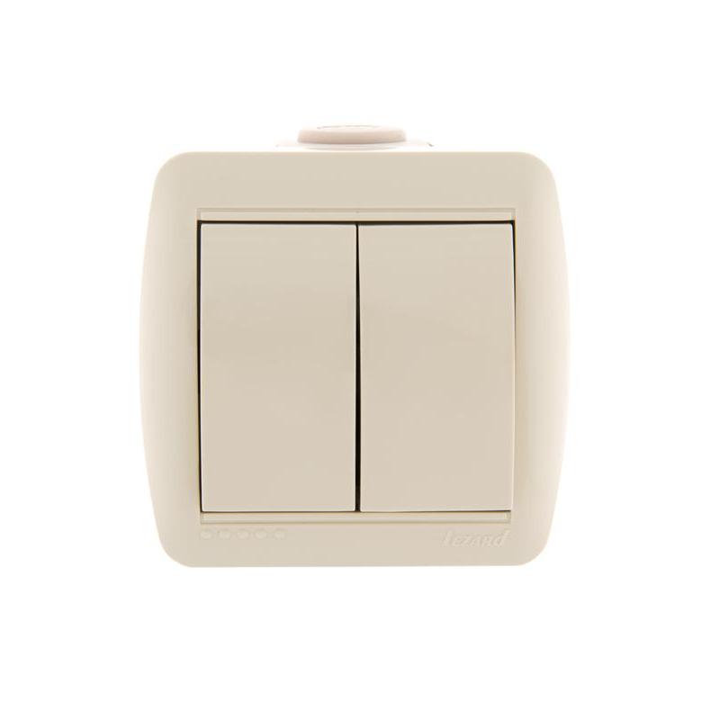 Выключатель 2-кл. ОП Ната 10А IP20 крем. LEZARD 710-0300-101