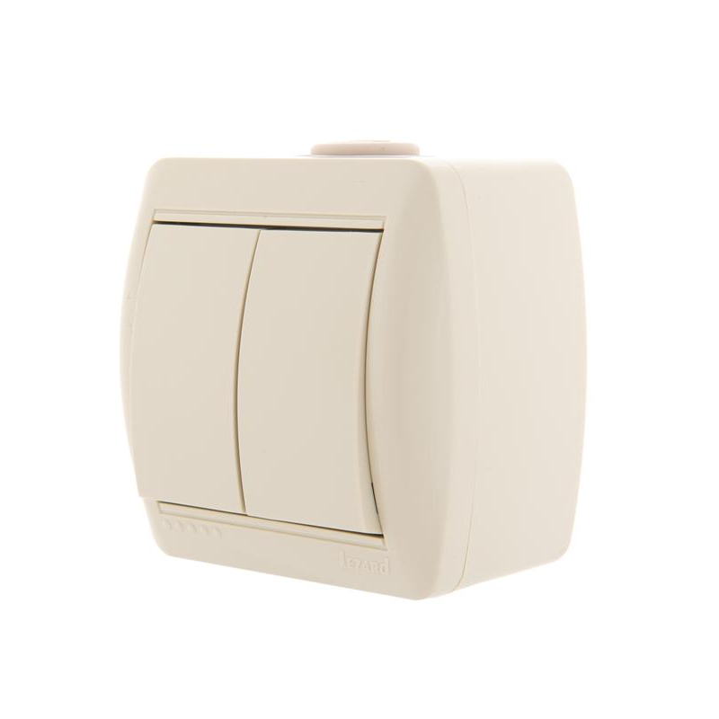 Выключатель 2-кл. ОП Ната 10А IP20 крем. LEZARD 710-0300-101