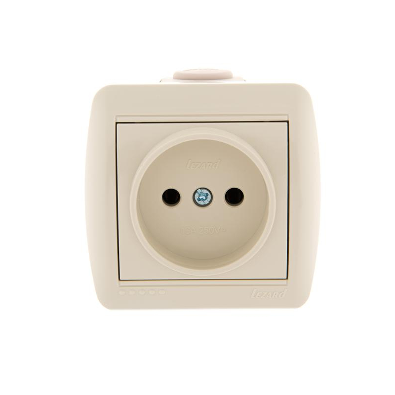 Розетка 1-м ОП Ната 16А IP20 без заземл. керамика крем. LEZARD 710-0300-121