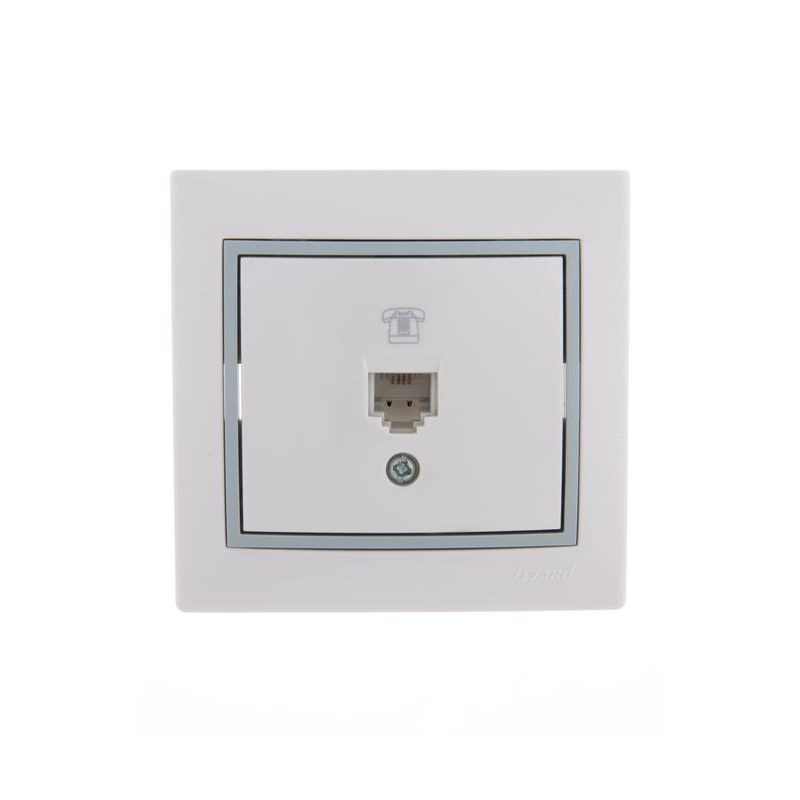 Розетка телефонная 1-м СП Мира RJ11 бел./сер. LEZARD 701-0215-137