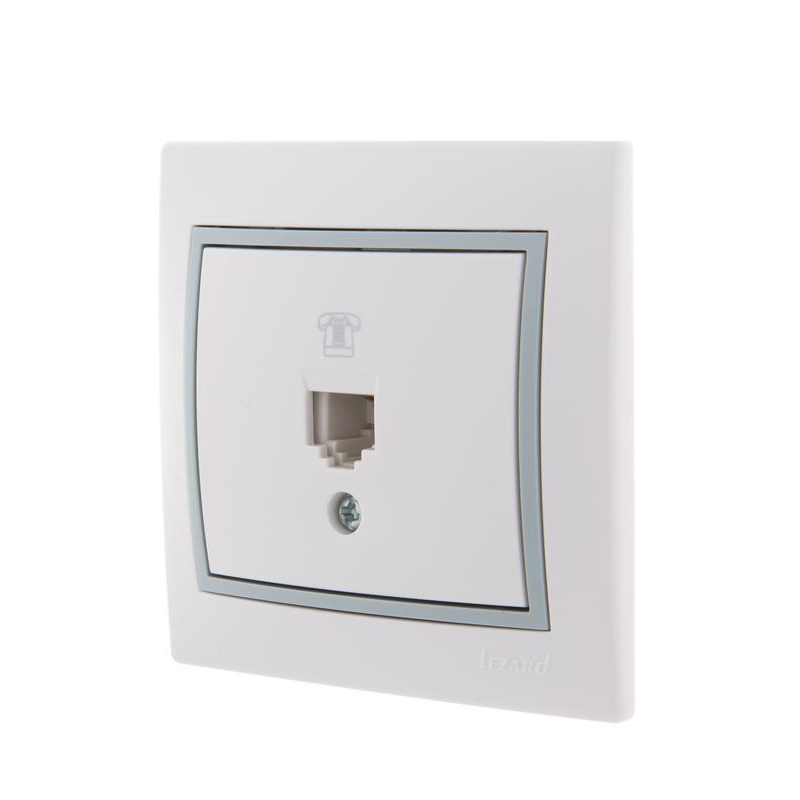 Розетка телефонная 1-м СП Мира RJ11 бел./сер. LEZARD 701-0215-137