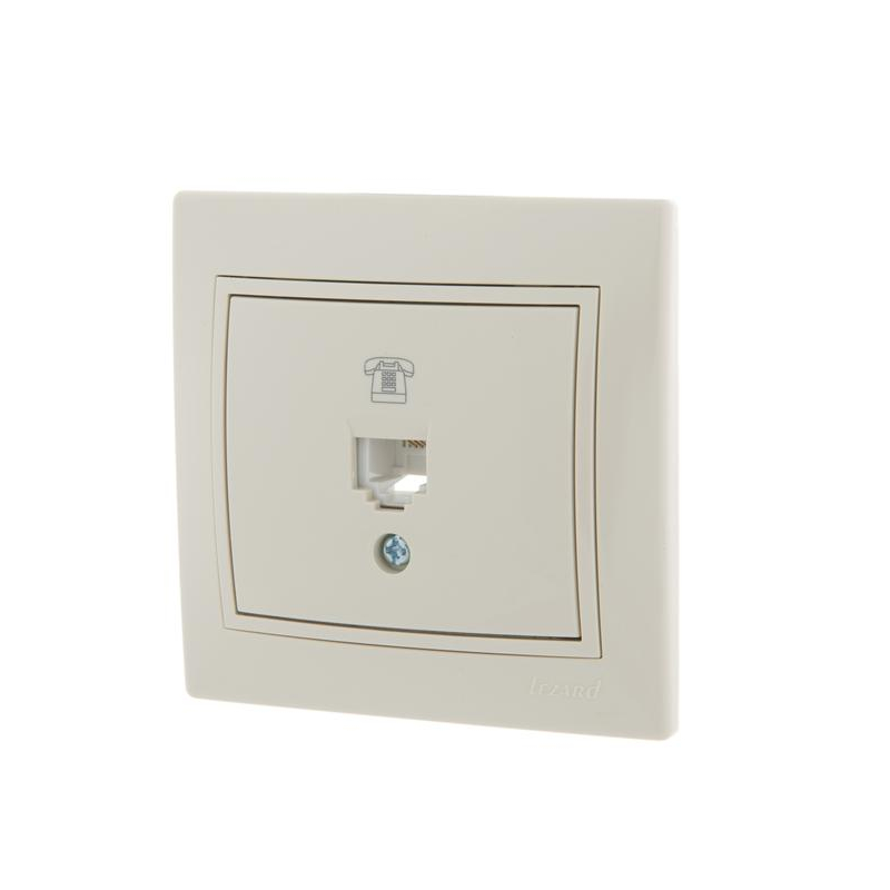 Розетка телефонная 1-м СП Мира RJ11 крем/крем. LEZARD 701-0303-137