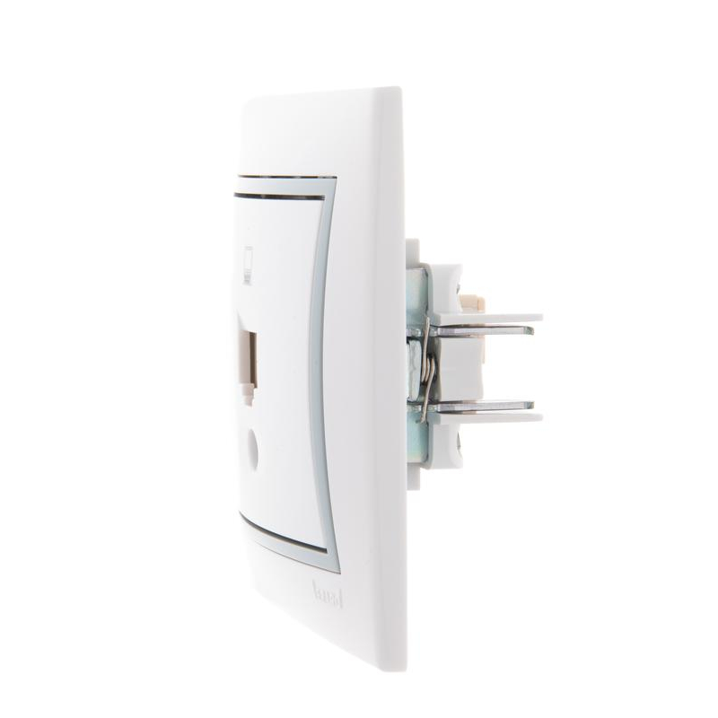 Розетка компьютерная 1-м СП Мира RJ45 бел./сер. LEZARD 701-0215-139