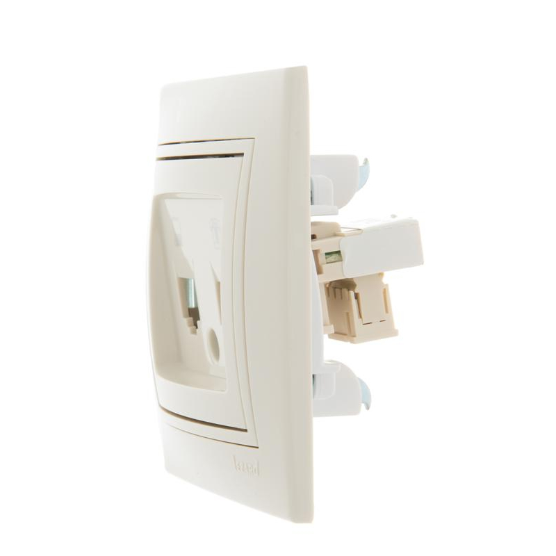 Розетка компьютерная + телеф. СП Мира RJ11 + RJ45 крем/крем. LEZARD 701-0303-143
