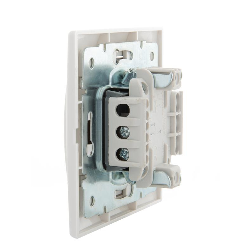 Выключатель проходной 1-кл. СП Мира 10А IP20 с бел.вставкой бел. LEZARD 701-0202-105