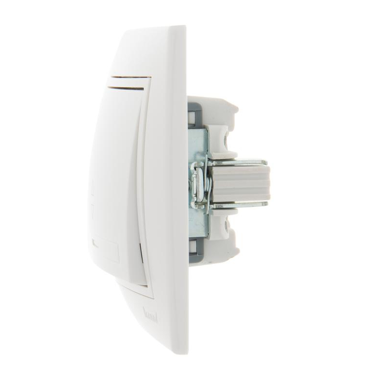 Выключатель проходной 1-кл. СП Мира 10А IP20 с бел.вставкой бел. LEZARD 701-0202-105