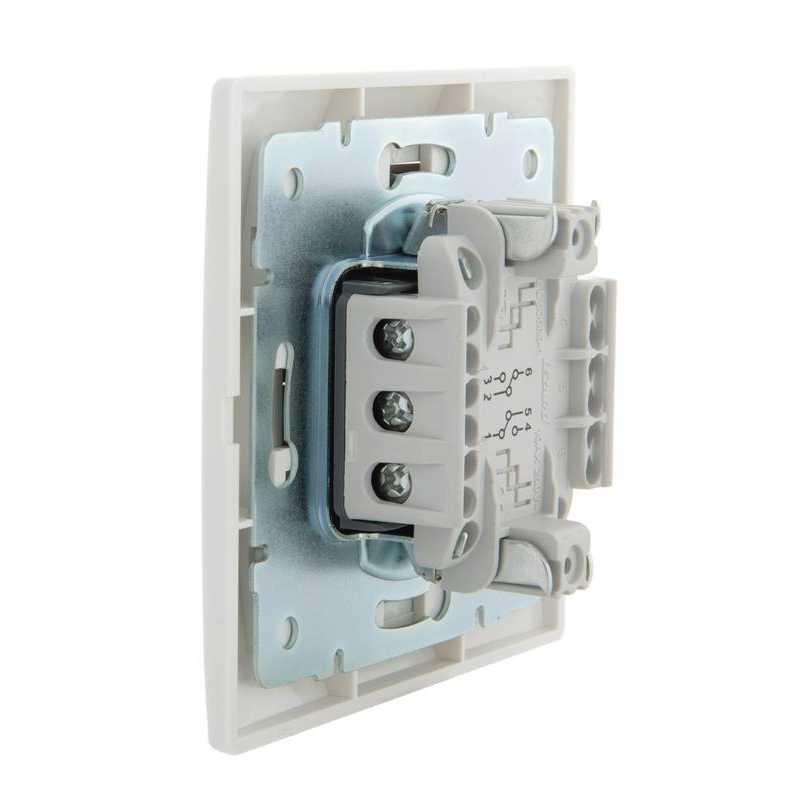 Выключатель проходной 2-кл. СП Мира 10А IP20 с бел.вставкой бел. LEZARD 701-0202-106