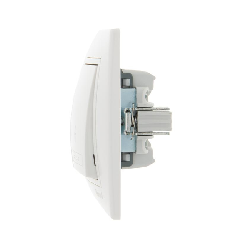 Выключатель проходной 2-кл. СП Мира 10А IP20 с бел.вставкой бел. LEZARD 701-0202-106