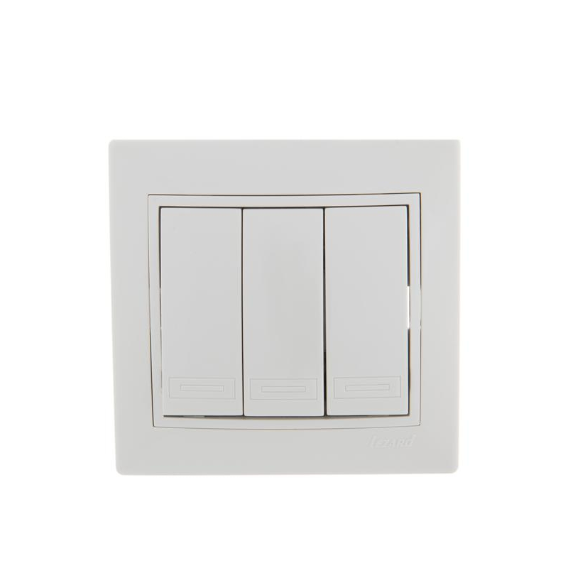 Выключатель 3-кл. СП Мира 10А IP20 с бел.вставкой бел. LEZARD 701-0202-109 Выключатель 3-кл. СП Мира 10А IP20 с бел.вставкой бел. LEZARD 701-0202-109