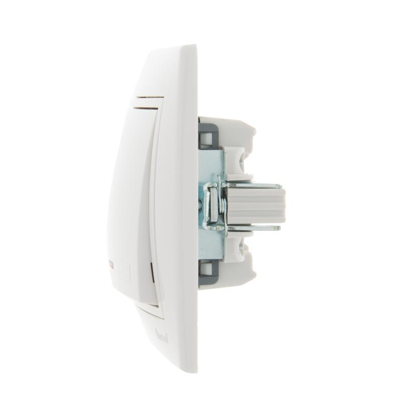 Выключатель 1-кл. СП Мира 10А IP20 с подсветкой с бел. вставкой бел. LEZARD 701-0202-111