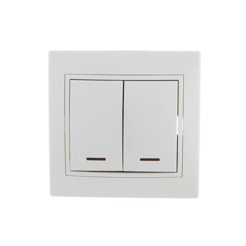 Выключатель 2-кл. СП Мира 10А IP20 с подсветкой с бел. вставкой бел. LEZARD 701-0202-112 Выключатель 2-кл. СП Мира 10А IP20 с подсветкой с бел. вставкой бел. LEZARD 701-0202-112