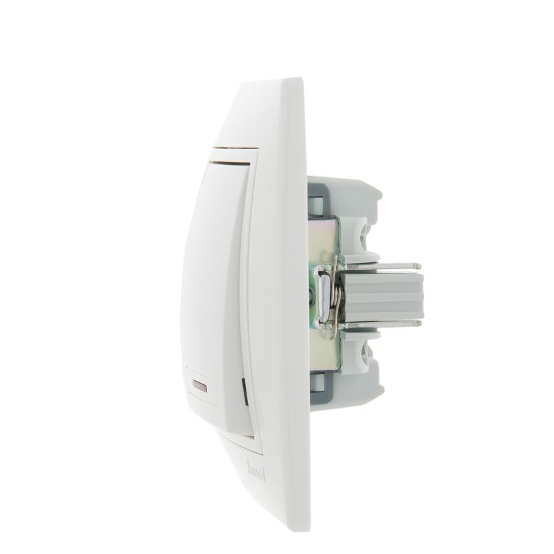 Выключатель 2-кл. СП Мира 10А IP20 с подсветкой с бел. вставкой бел. LEZARD 701-0202-112