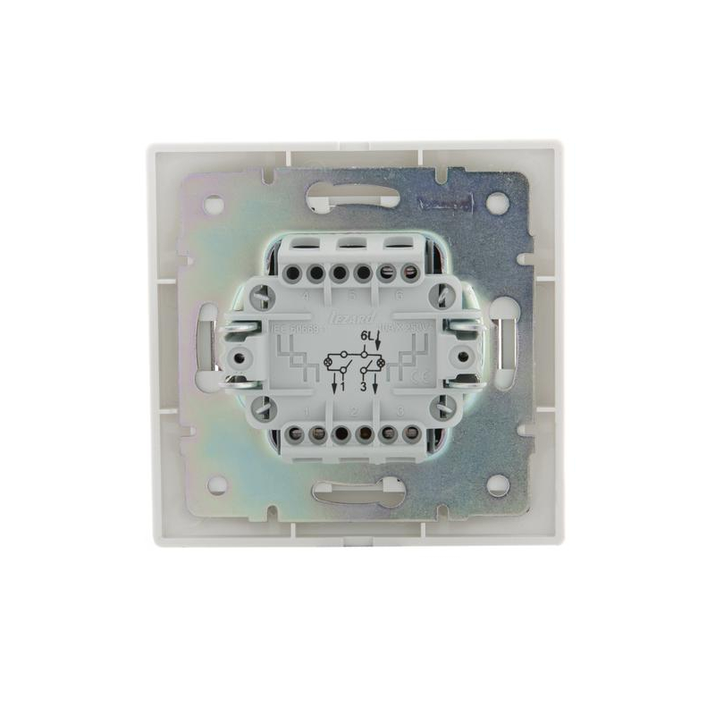 Выключатель 2-кл. СП Мира 10А IP20 с подсветкой с бел. вставкой бел. LEZARD 701-0202-112