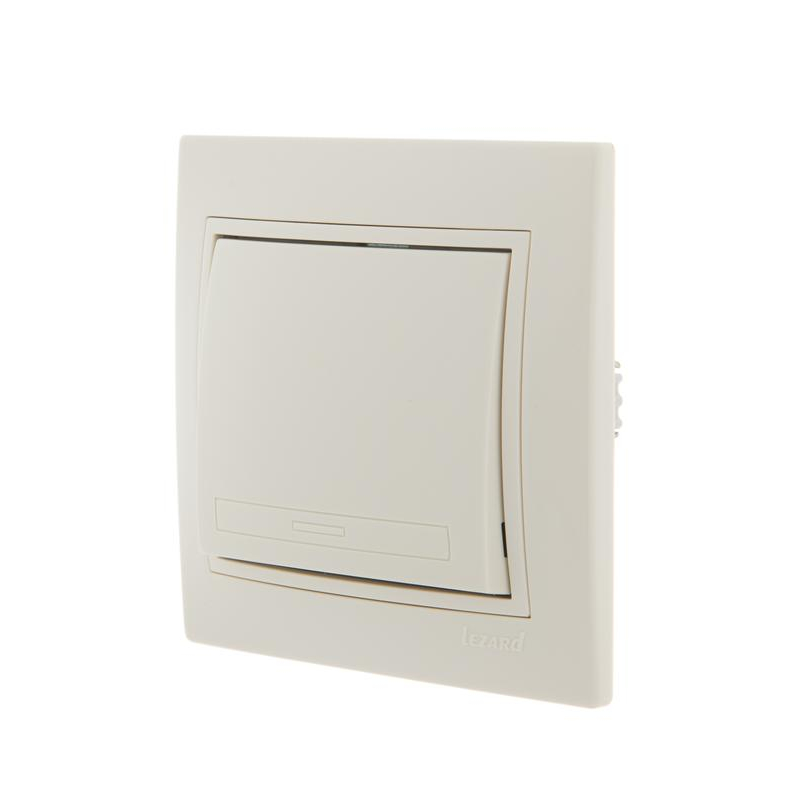 Выключатель 1-кл. СП Мира 10А IP20 со вставкой крем. LEZARD 701-0303-100