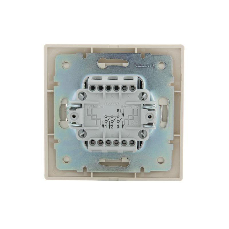 Выключатель 3-кл. СП Мира 10А IP20 со вставкой крем. LEZARD 701-0303-109