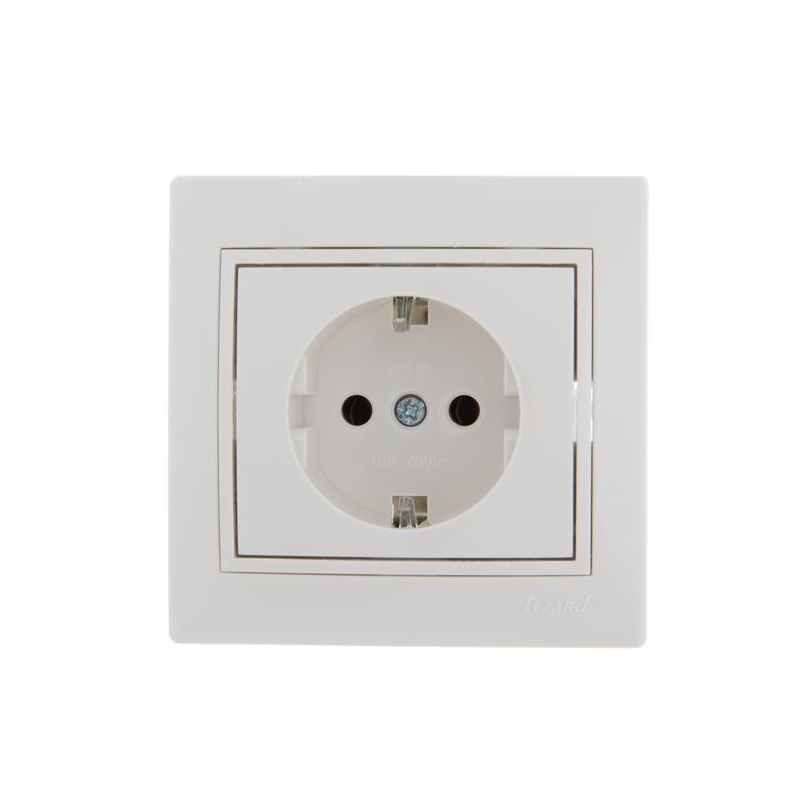 Розетка 1-м СП Мира 16А IP20 с заземл. с бел. вставкой керамика бел. LEZARD 701-0202-122