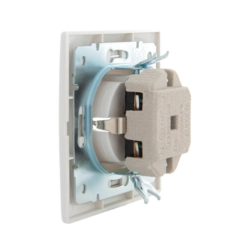 Розетка 1-м СП Мира 16А IP20 с заземл. с бел. вставкой керамика бел. LEZARD 701-0202-122