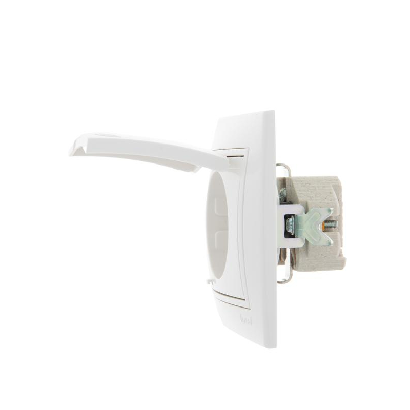 Розетка 1-м СП Мира 16А IP20 с заземл. с крышкой с бел. вставкой керамика бел. LEZARD 701-0202-123