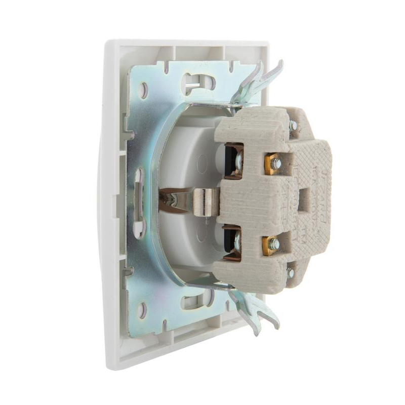 Розетка 1-м СП Мира 16А IP20 с заземл. с крышкой с бел. вставкой керамика бел. LEZARD 701-0202-123