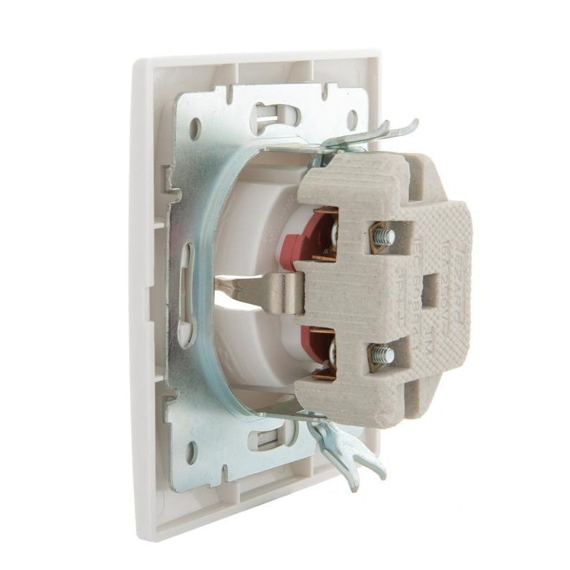 Розетка 1-м СП Мира 16А IP20 с заземл. защ. шторки с бел. вставкой керамика бел. LEZARD 701-0202-124