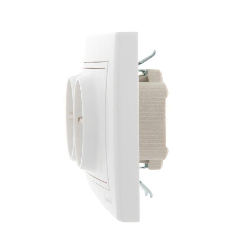 Розетка 2-м СП Мира 16А IP20 с заземл. с бел. вставкой керамика бел. LEZARD 701-0202-127