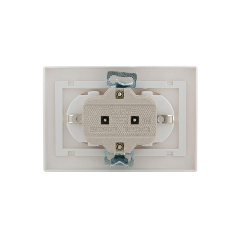Розетка 2-м СП Мира 16А IP20 с заземл. с бел. вставкой керамика бел. LEZARD 701-0202-127