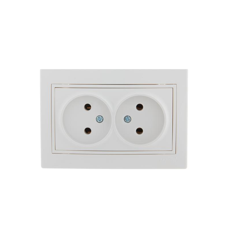 Розетка 2-м СП Мира 16А IP20 без заземл. с бел. вставкой керамика бел. LEZARD 701-0202-128 Розетка 2-м СП Мира 16А IP20 без заземл. с бел. вставкой керамика бел. LEZARD 701-0202-128