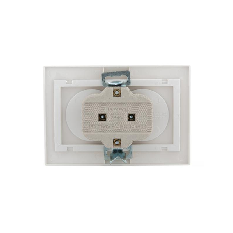 Розетка 2-м СП Мира 16А IP20 без заземл. с бел. вставкой керамика бел. LEZARD 701-0202-128