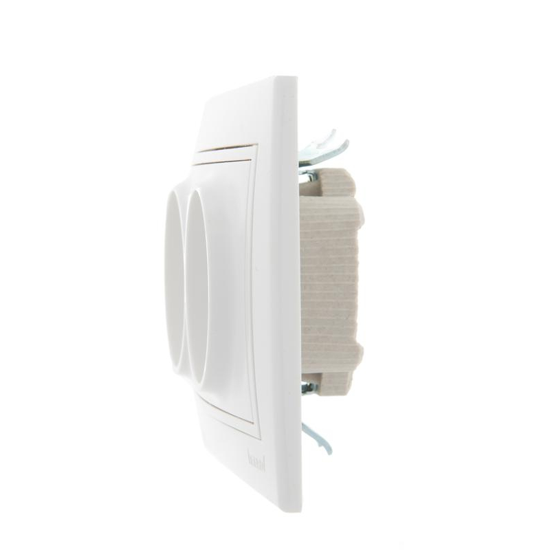 Розетка 2-м СП Мира 16А IP20 без заземл. с бел. вставкой керамика бел. LEZARD 701-0202-128