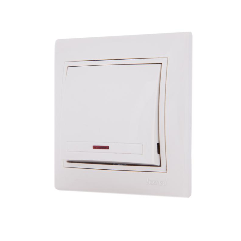 Выключатель 1-кл. СП Мира 10А IP20 с подсветкой со вставкой крем. LEZARD 701-0303-111