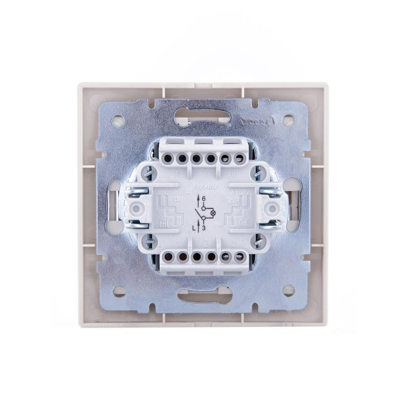 Выключатель 1-кл. СП Мира 10А IP20 с подсветкой со вставкой крем. LEZARD 701-0303-111