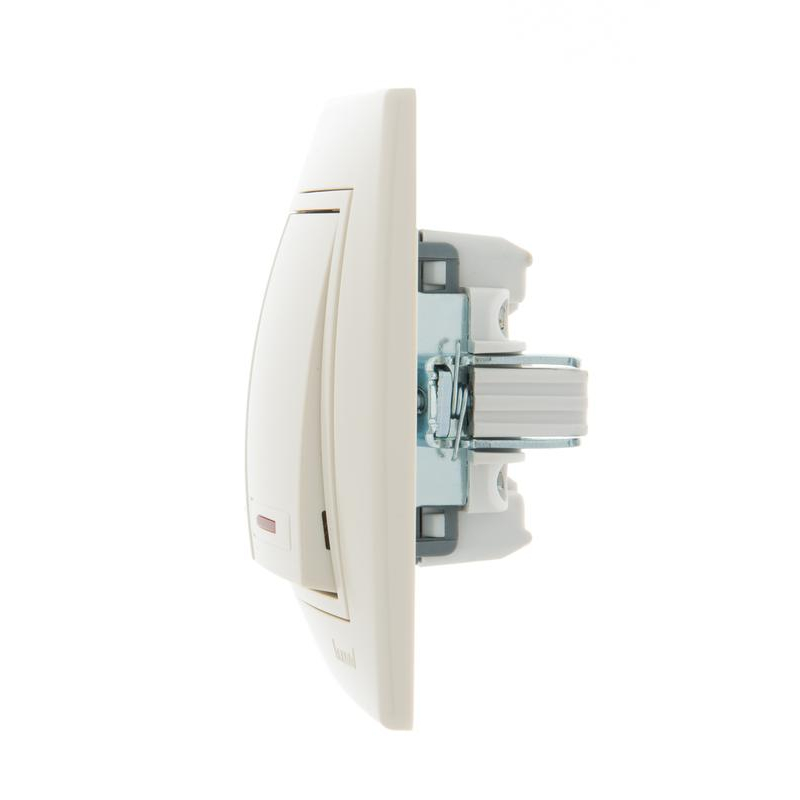 Выключатель 2-кл. СП Мира 10А IP20 с подсветкой со вставкой крем. LEZARD 701-0303-112