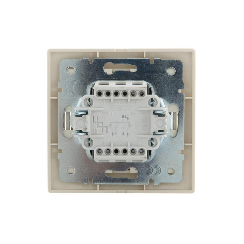 Выключатель 2-кл. СП Мира 10А IP20 с подсветкой со вставкой крем. LEZARD 701-0303-112