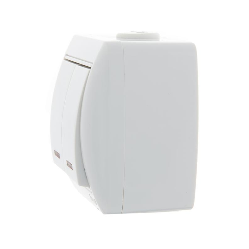 Выключатель 2-кл. ОП Ната 10А IP20 с подсветкой бел. LEZARD 710-0200-112