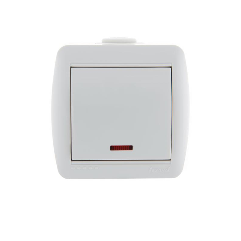 Выключатель 1-кл. ОП Ната 10А IP20 с подсветкой бел. LEZARD 710-0200-111