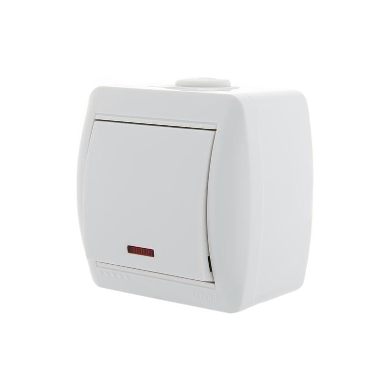 Выключатель 1-кл. ОП Ната 10А IP20 с подсветкой бел. LEZARD 710-0200-111