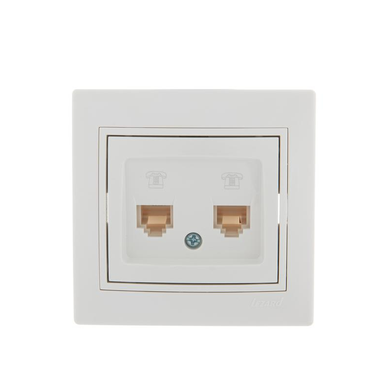 Розетка телефонная 2-м СП Мира RJ11 бел./бел. LEZARD 701-0202-138
