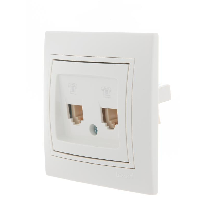 Розетка телефонная 2-м СП Мира RJ11 бел./бел. LEZARD 701-0202-138