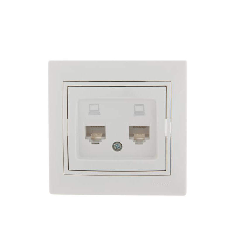 Розетка компьютерная 2-м СП Мира RJ45 бел./бел. LEZARD 701-0202-141