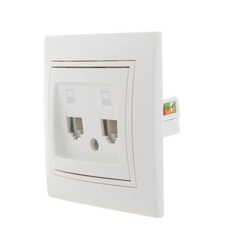 Розетка компьютерная 2-м СП Мира RJ45 бел./бел. LEZARD 701-0202-141