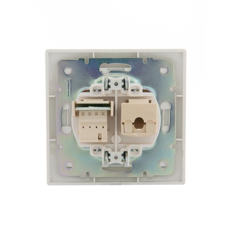 Розетка компьютерная + телеф. СП Мира RJ11 + RJ45 бел./бел. LEZARD 701-0202-143