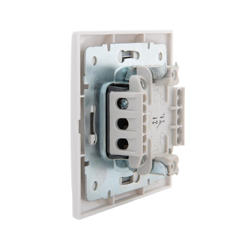 Выключатель 1-кл. СП Мира 10А IP20 с сер. вставкой бел. LEZARD 701-0215-100