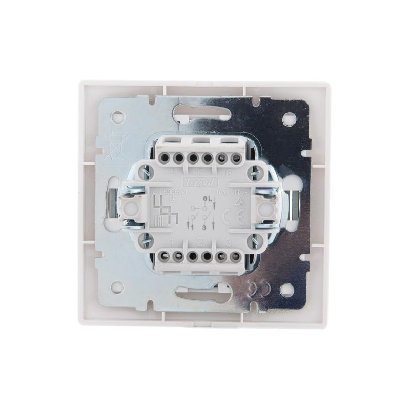 Выключатель 2-кл. СП Мира 10А IP20 с сер. вставкой бел. LEZARD 701-0215-101