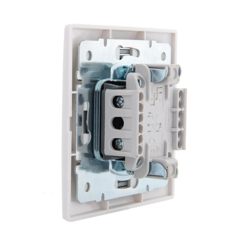 Выключатель 2-кл. СП Мира 10А IP20 с сер. вставкой бел. LEZARD 701-0215-101