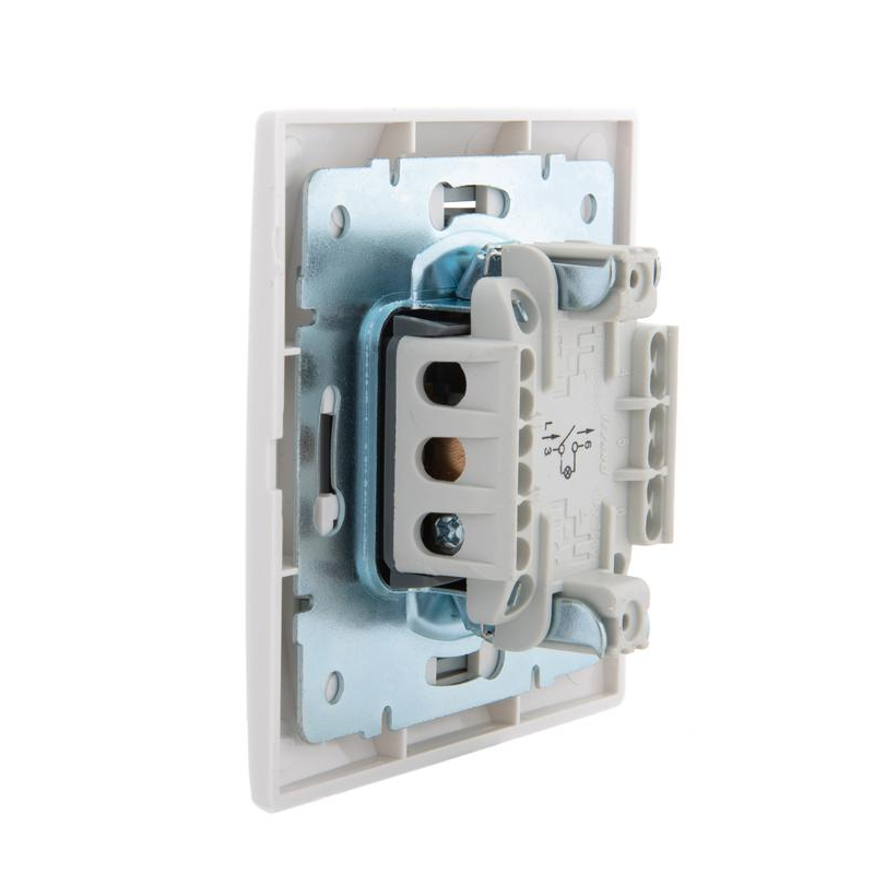 Выключатель 1-кл. СП Мира 10А IP20 с подсветкой с сер. вставкой бел. LEZARD 701-0215-111